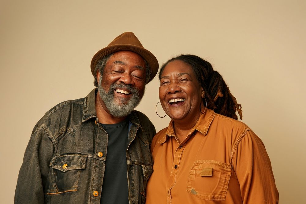 Black senior couple laughing photo photography.