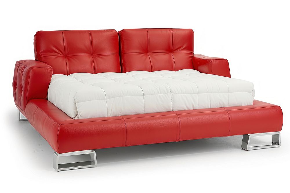Modern bed furniture cushion white background.