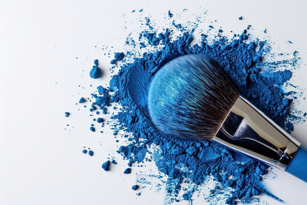 Cosmetics brush blue device.