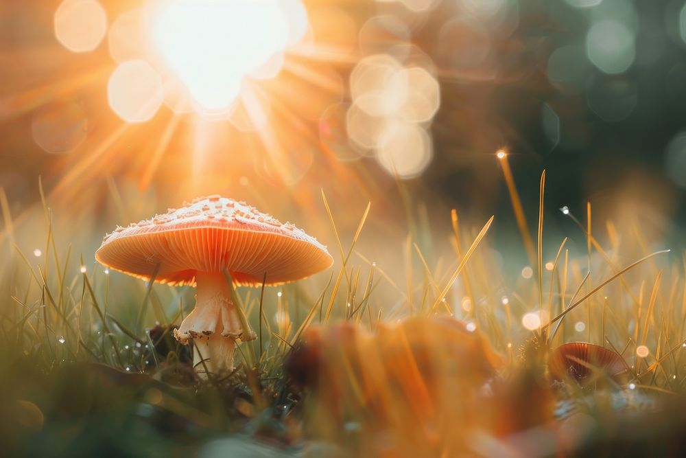 Mushroom sunlight outdoors nature.
