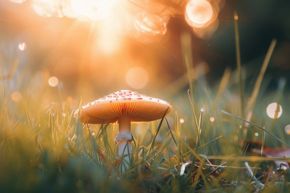 Mushroom sunlight outdoors fungus.