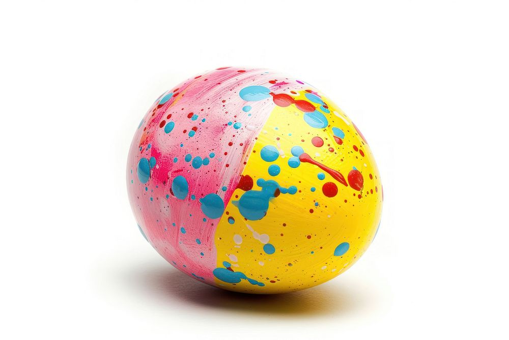 Easter egg white background celebration splattered.