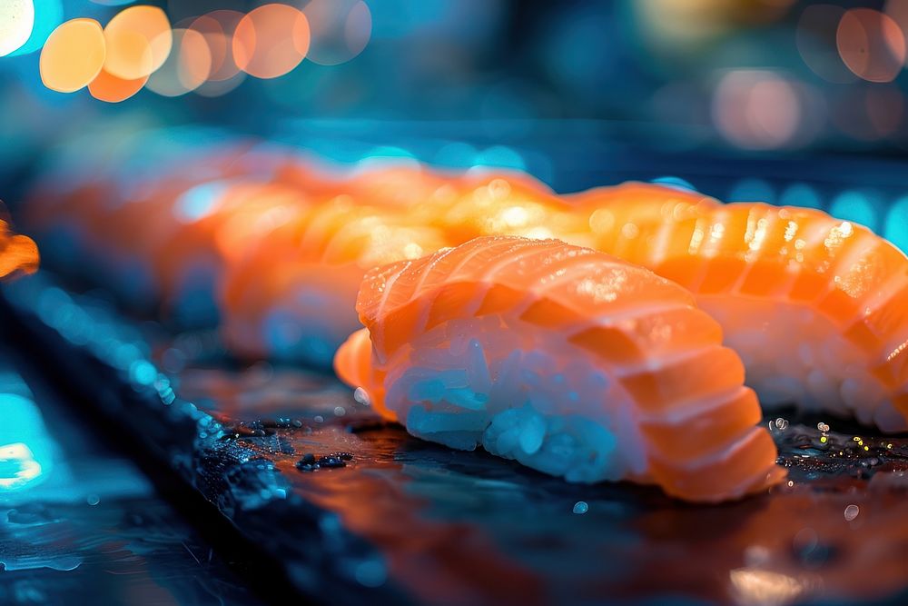 Sushi food seafood salmon.
