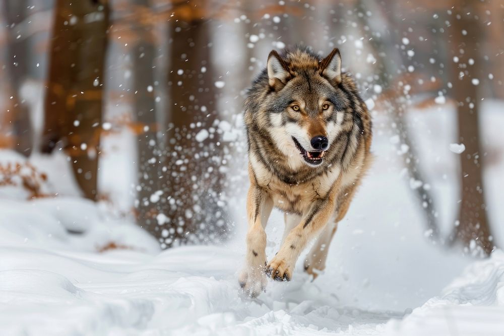 Photo of siberian wolf outdoors animal mammal.