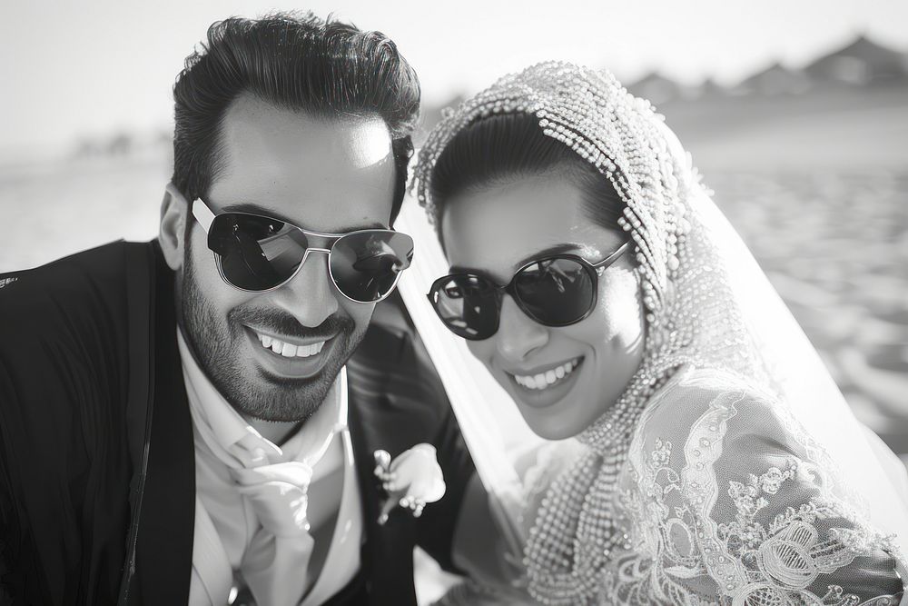 Arabic couple wedding photography portrait happy.
