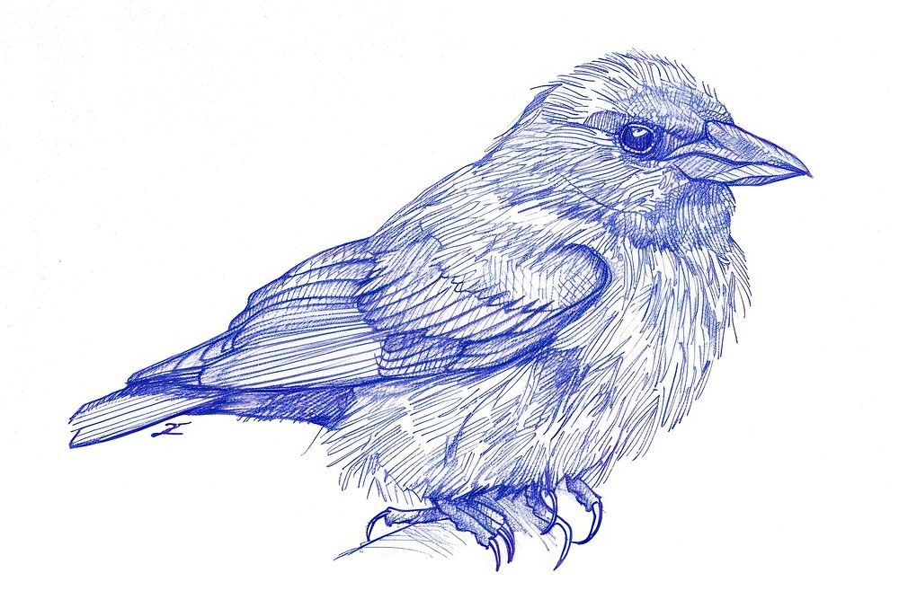 Vintage drawing bird sketch animal paper.