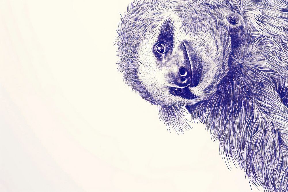 Vintage drawing sloth sketch wildlife animal.