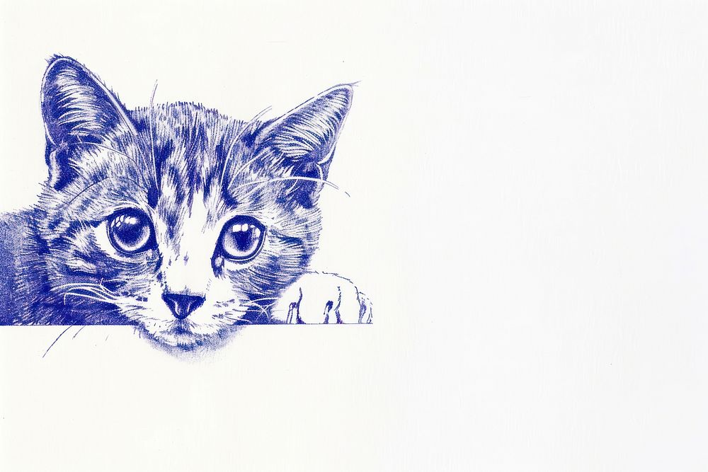 Vintage drawing cat sketch animal mammal.
