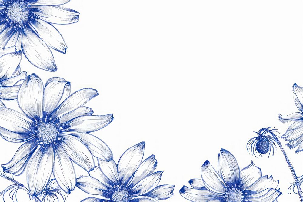 Vintage drawing daisys sketch pattern flower.
