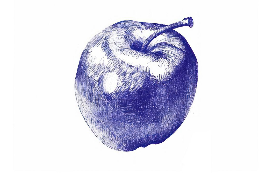 Drawing sketch apple fruit.