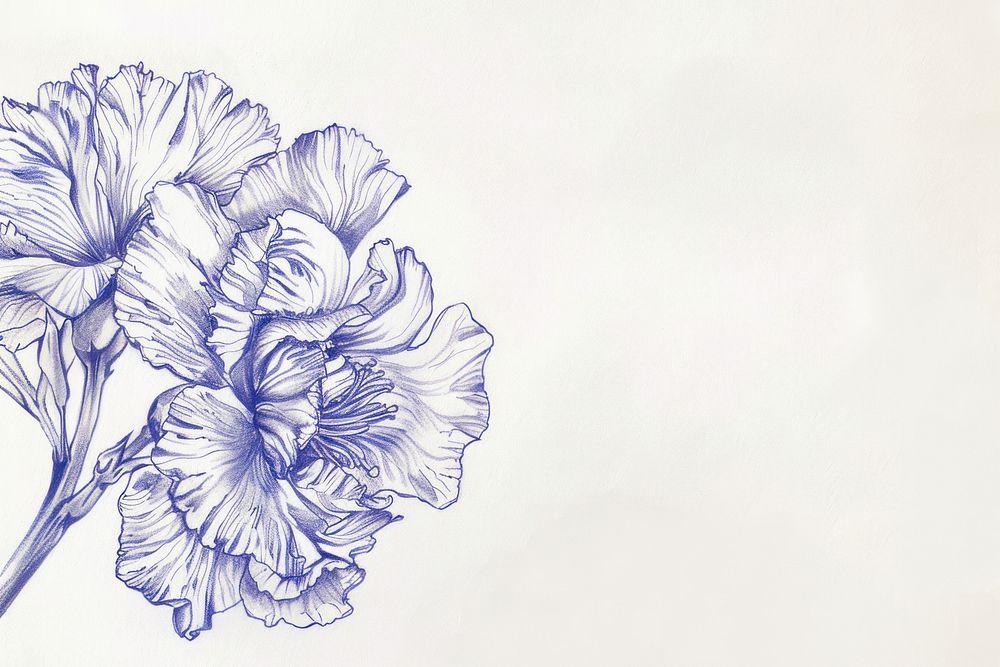 Vintage drawing carnation sketch flower plant.