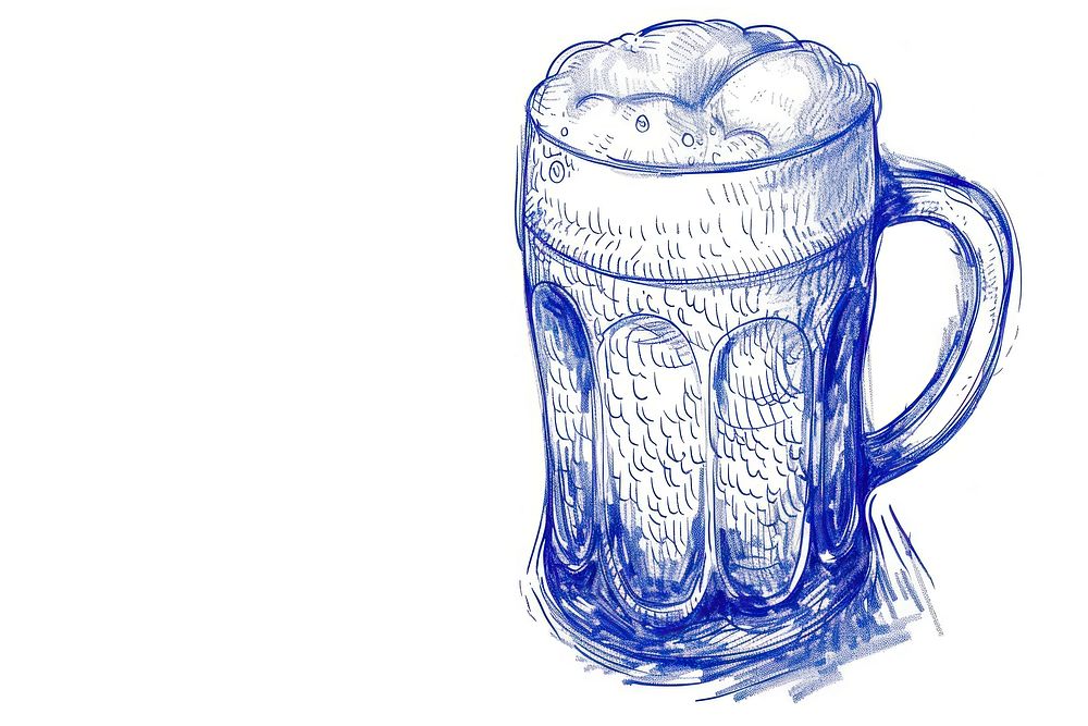 Vintage drawing beer mug sketch drink glass.