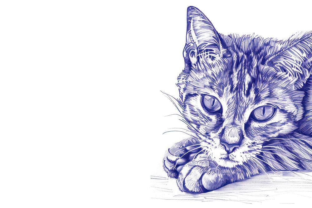 Vintage drawing cats sketch animal mammal.