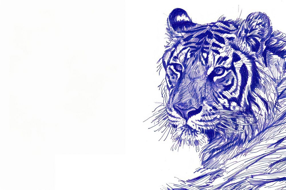 Vintage drawing Tiger sketch tiger wildlife.