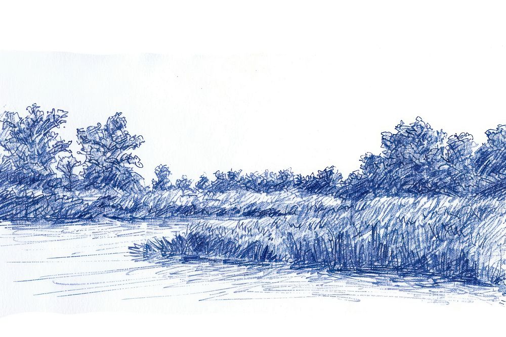 Vintage drawing landscapes sketch paper tranquility.