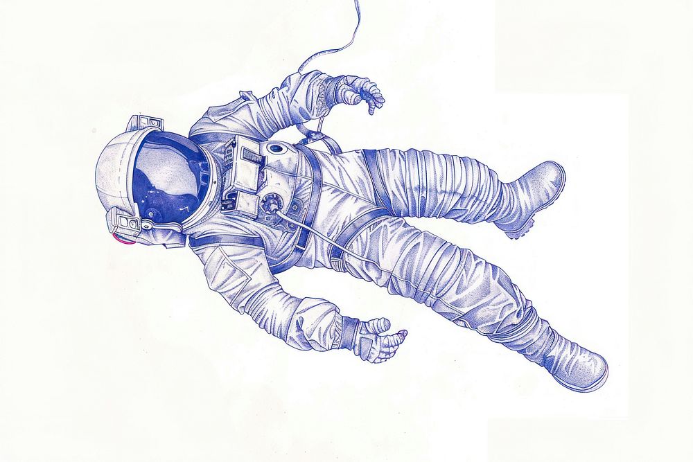 Drawing sketch astronaut space.