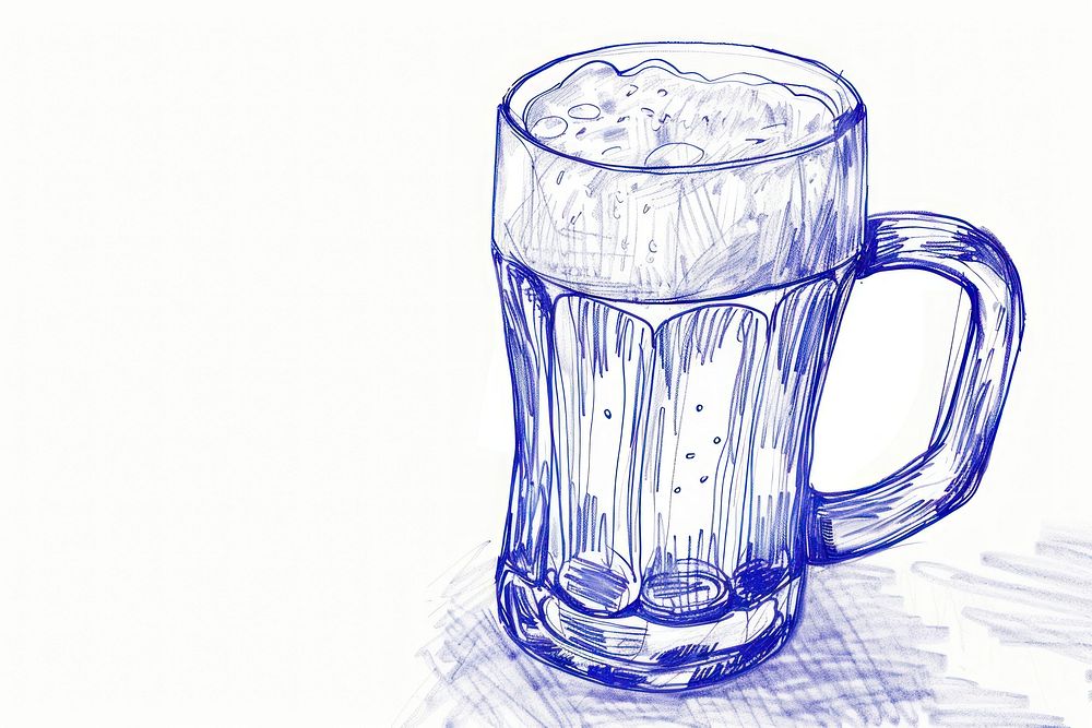 Vintage drawing beer mug sketch drink glass.
