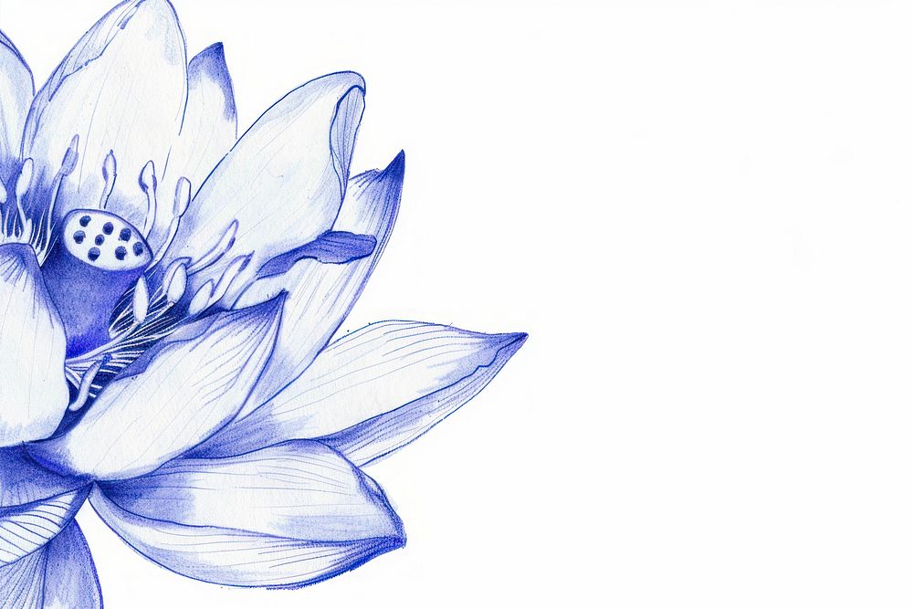 Vintage drawing lotus sketch pattern flower.