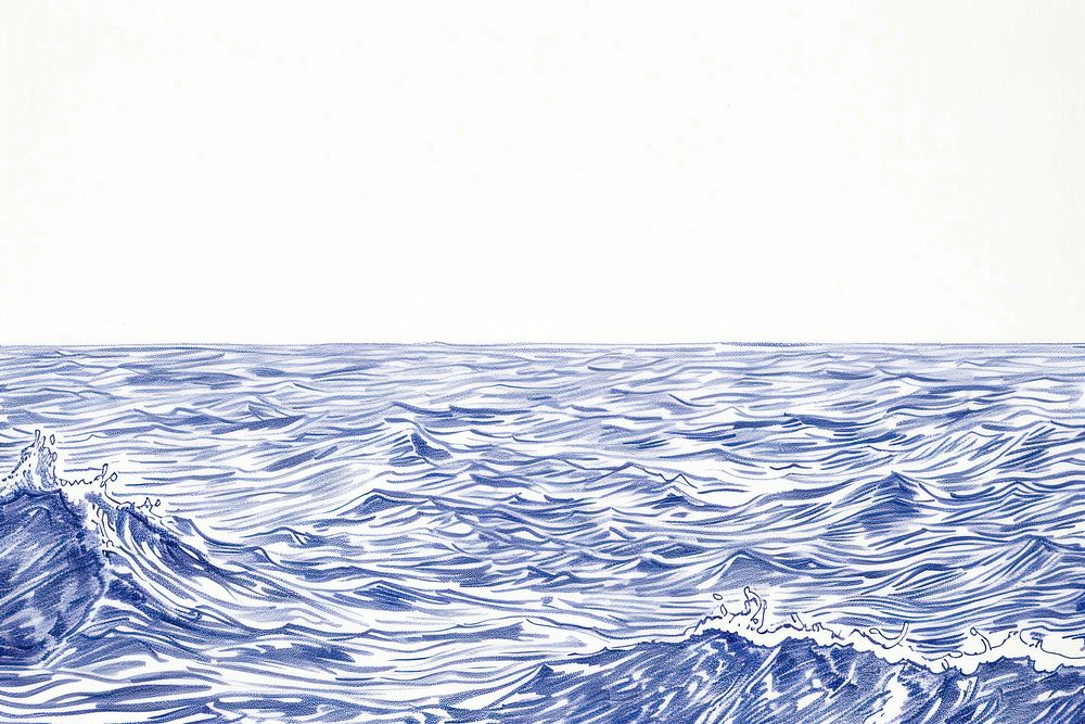 Ocean drawing nature sketch.