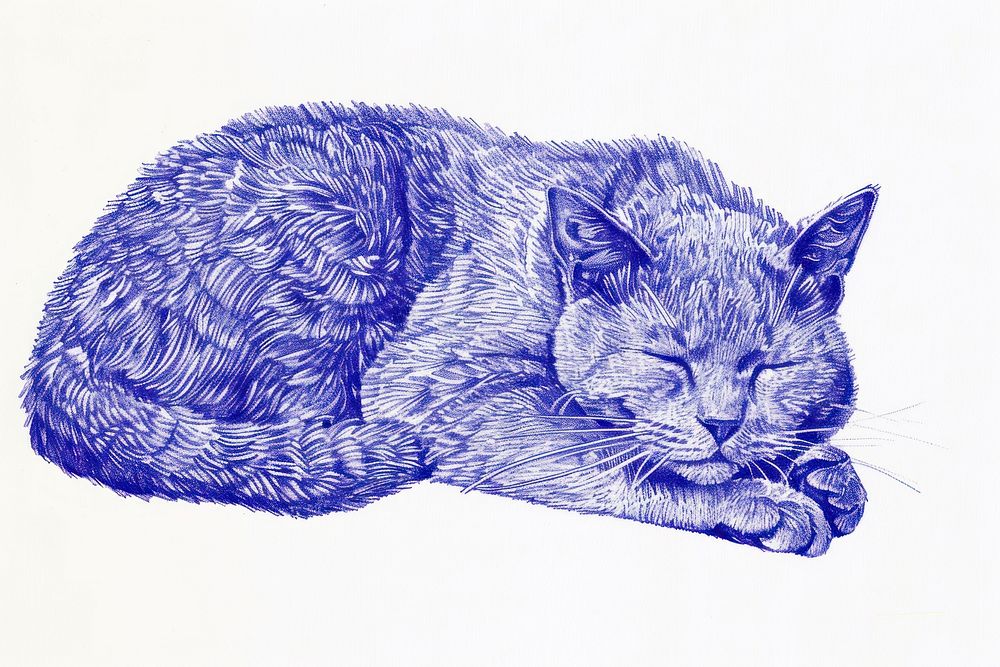 Vintage drawing cats sketch animal mammal.