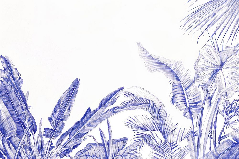 Vintage drawing tropical plant sketch outdoors tropics.