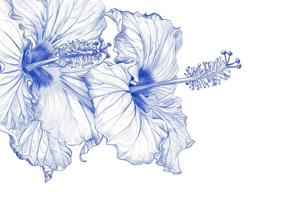 Vintage drawing hibicus sketch hibiscus flower.