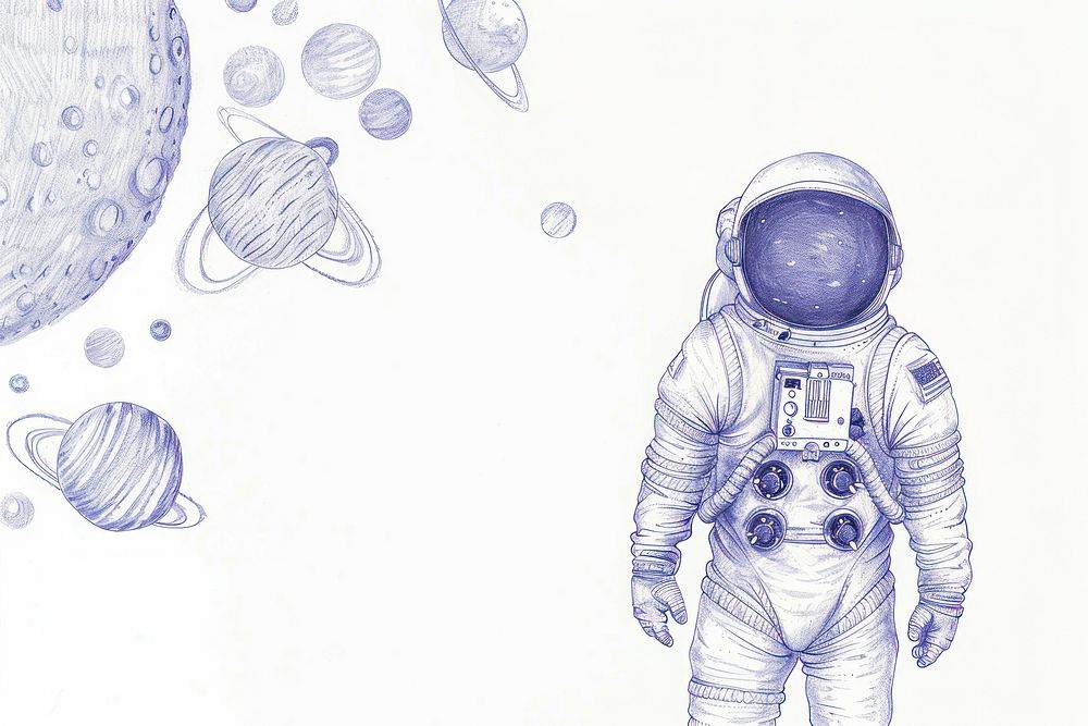 Vintage drawing astronaut sketch illustrated sweatshirt.
