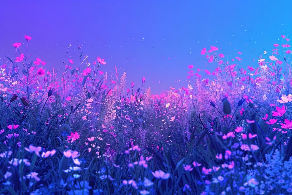 Illustration of a flower field purple backgrounds landscape.