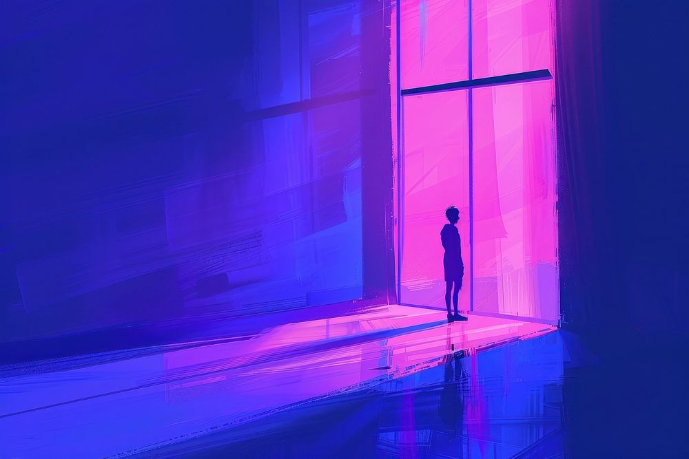 person calm purple light wall. | Premium Photo Illustration - rawpixel