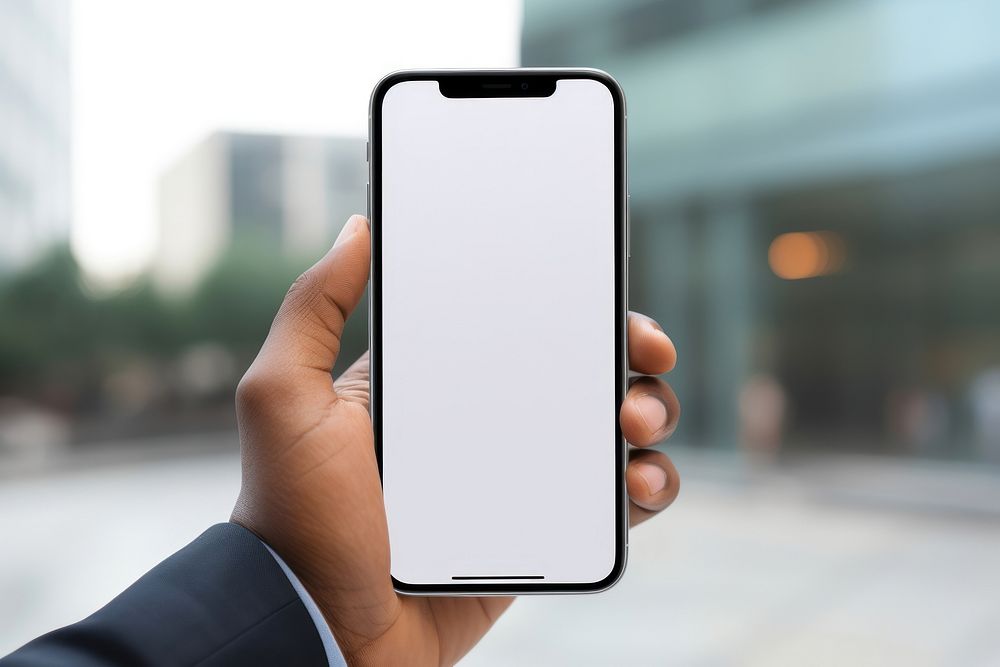 White screen of smartphone mockup electronics iphone female.