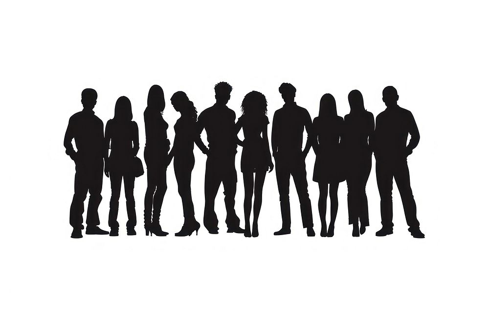 Group or people silhouette clip art adult white background togetherness.