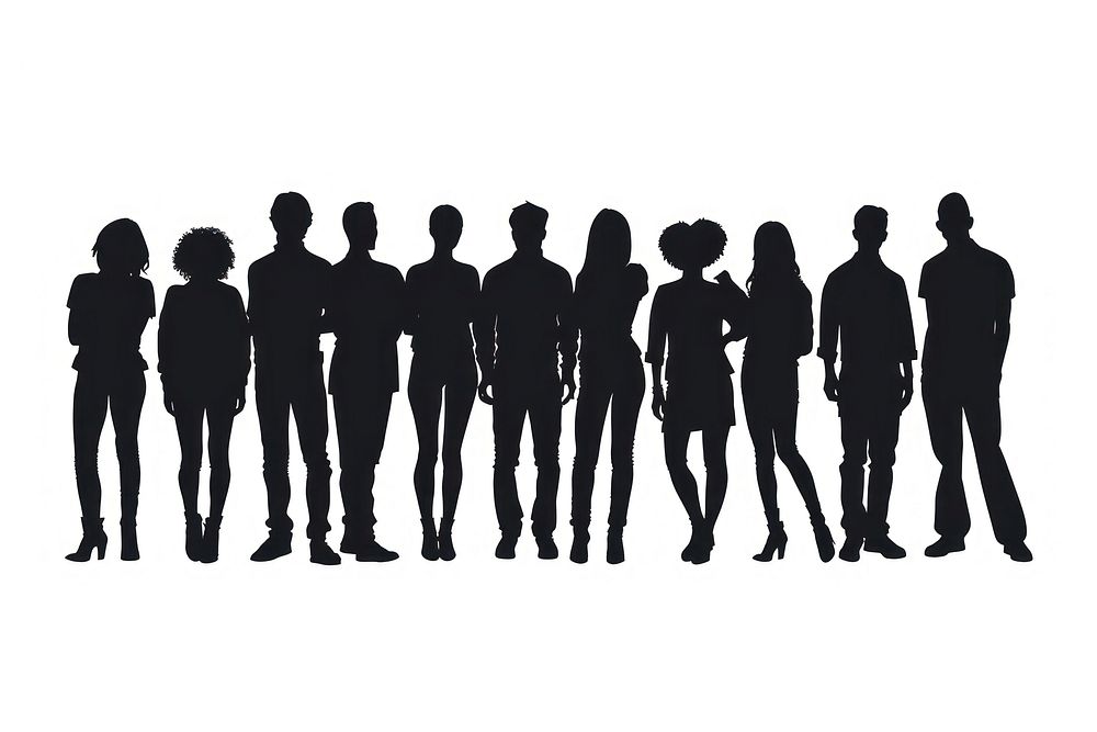 People together silhouette clip art adult white background togetherness.