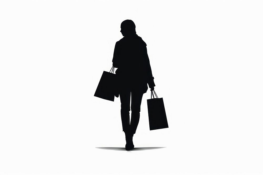 Person shopping silhouette clip art handbag adult white background.