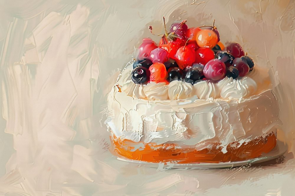 Close up on pale bakery cake dessert produce cream.