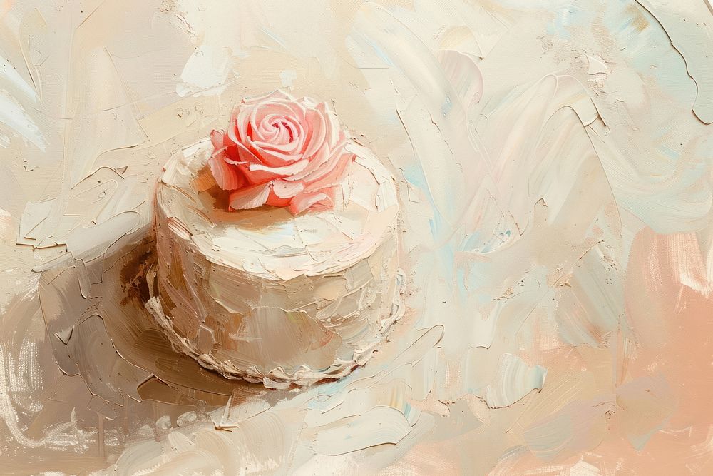 Close up on pale bakery cake blossom dessert flower.