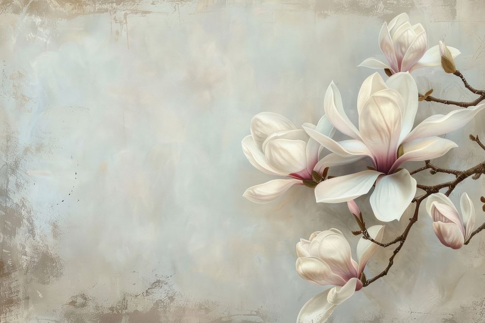 Close up on pale magnolia painting geranium blossom.
