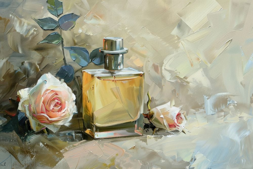 Close up on pale perfume painting cosmetics blossom.
