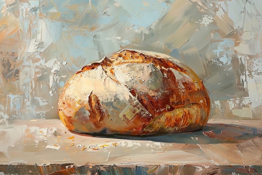 Close up on pale bakery painting bread food.