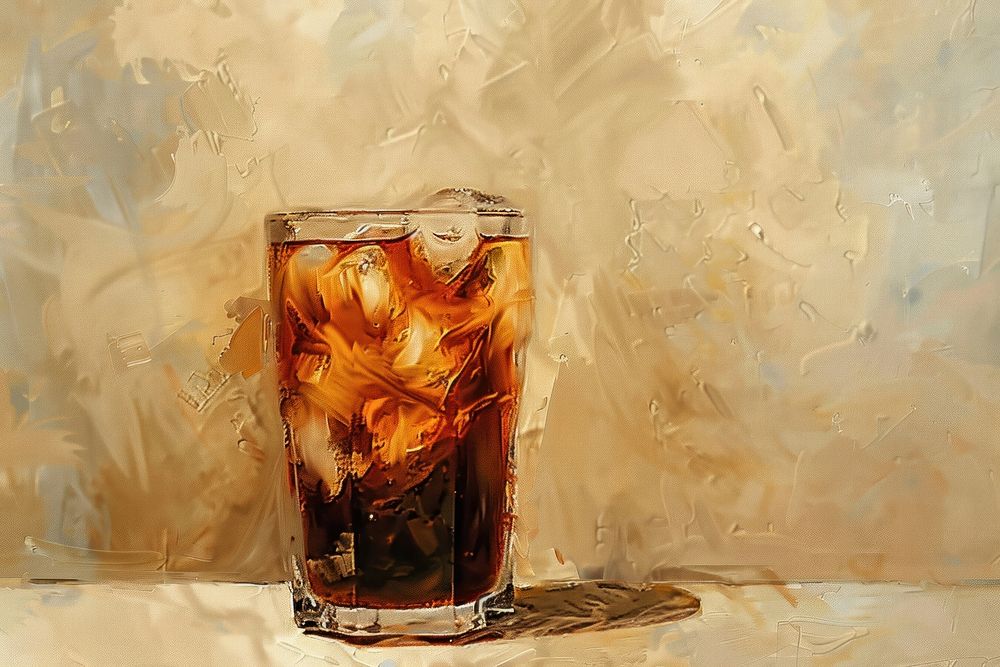Close up on pale iced coffee painting beverage alcohol.