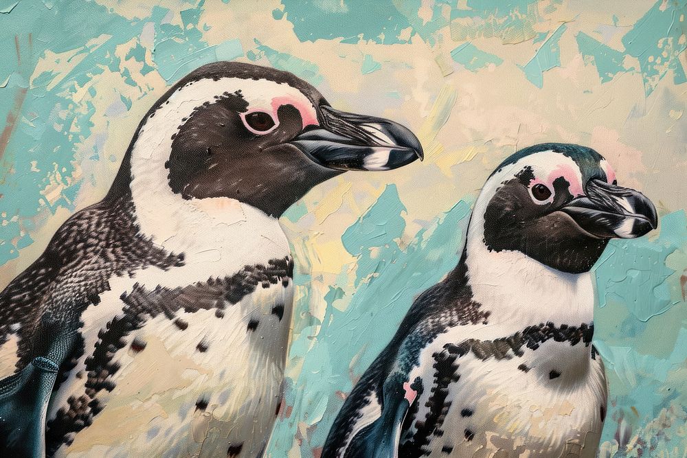 Close up on pale penguins animal bird.