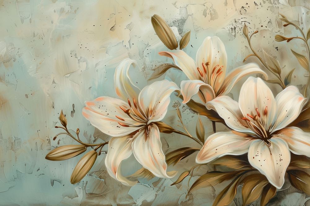 Close up on pale lily painting flower chandelier.