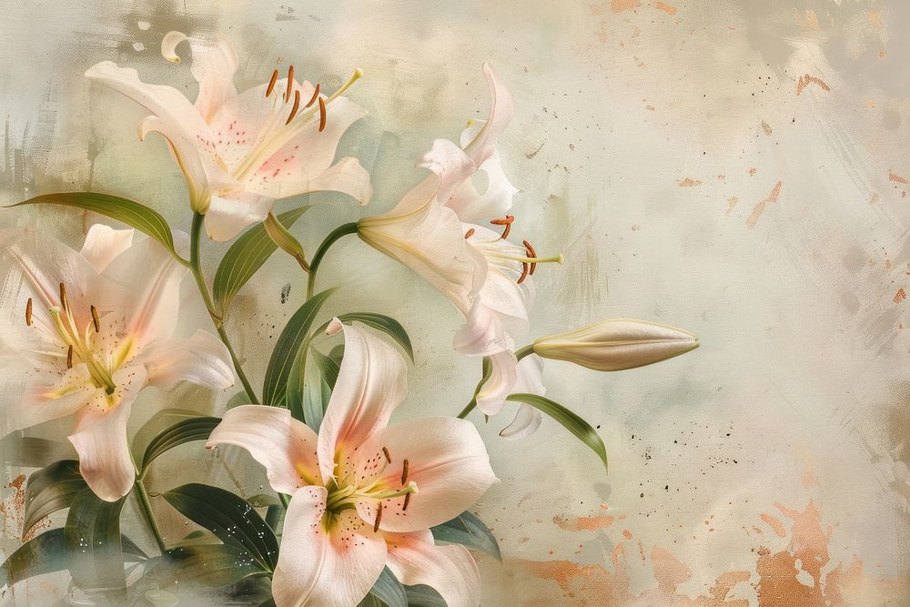 Close up on pale lily painting flower blossom.