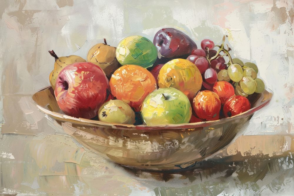 Close up of healthy bowl painting food produce.