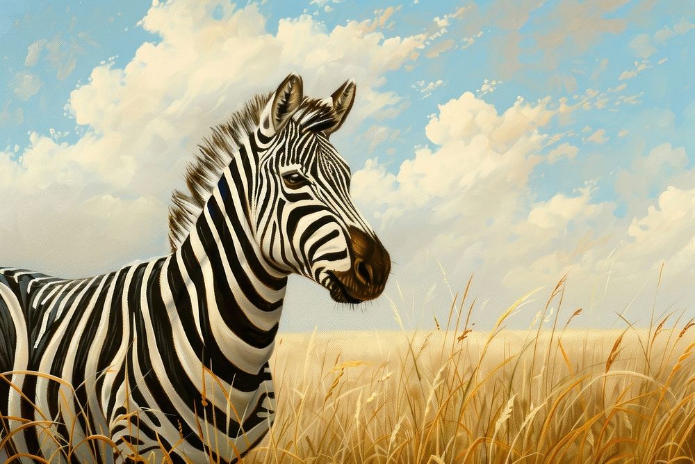 Zebra on grass meadow wildlife outdoors animal.