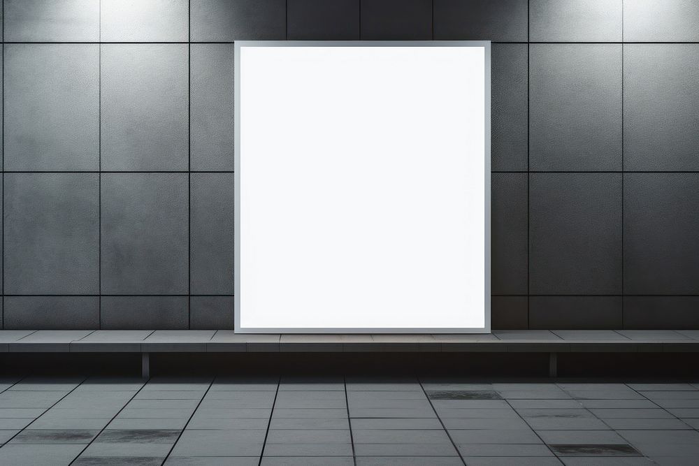 White poster mockup windowsill indoors floor.