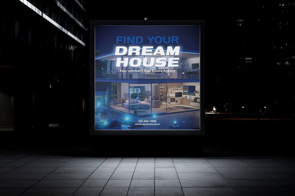 Dream house ad billboard mockup psd