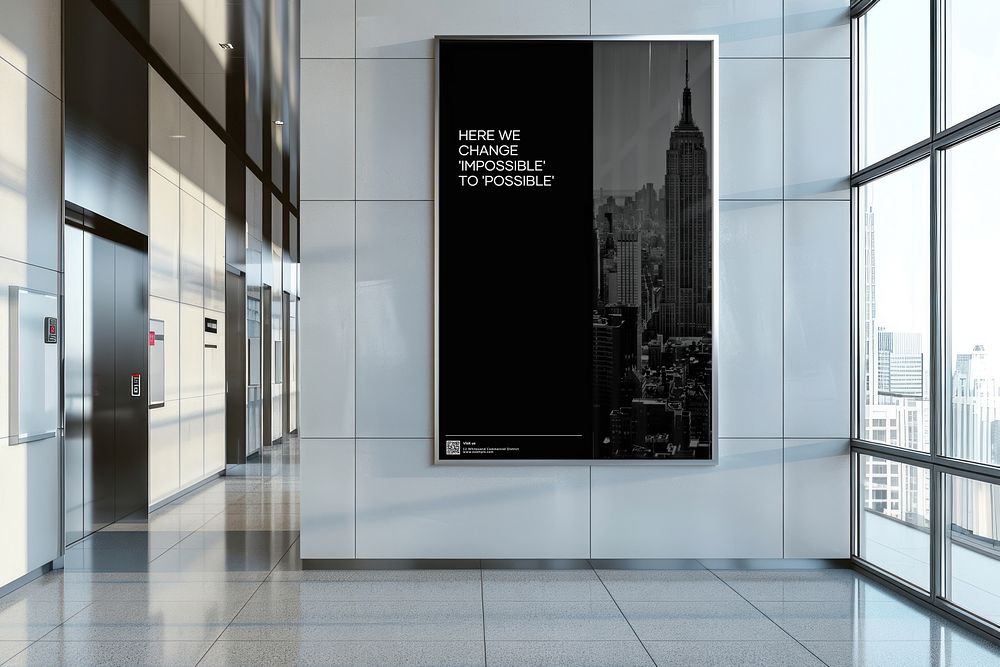Black indoor billboard sign
