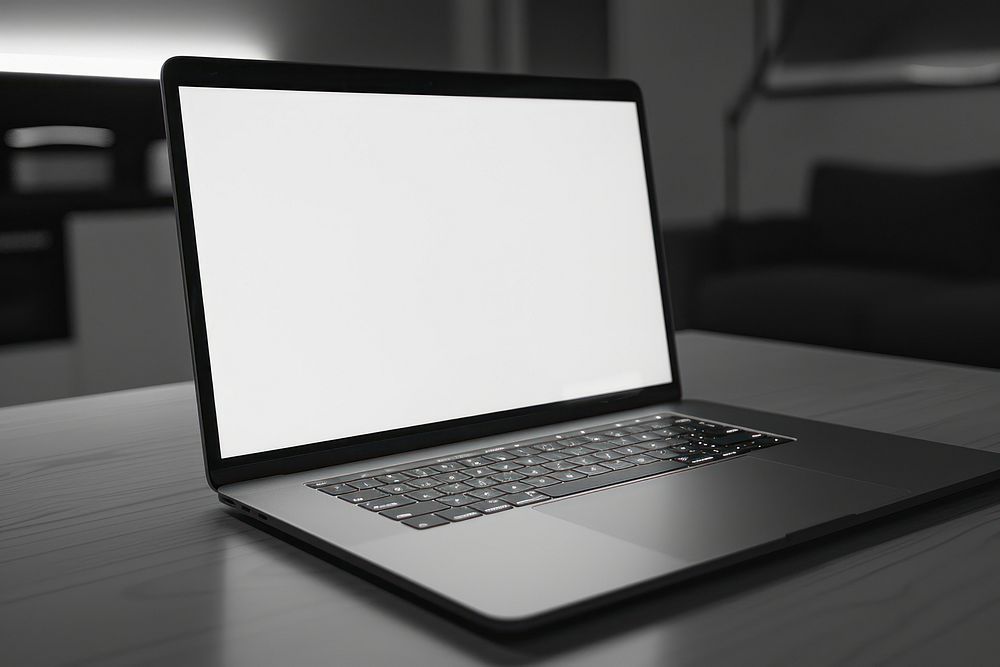Blank white laptop mockup electronics computer hardware.