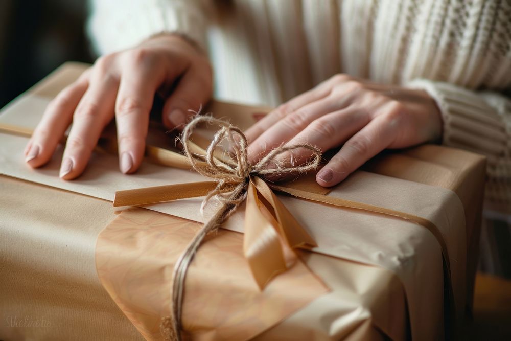 Woman gift wrapping person human opening present.