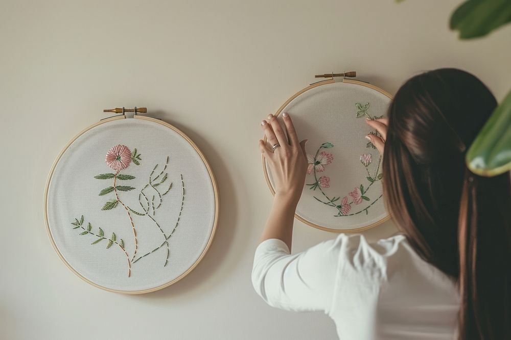 Embroidery woman pattern stitch.
